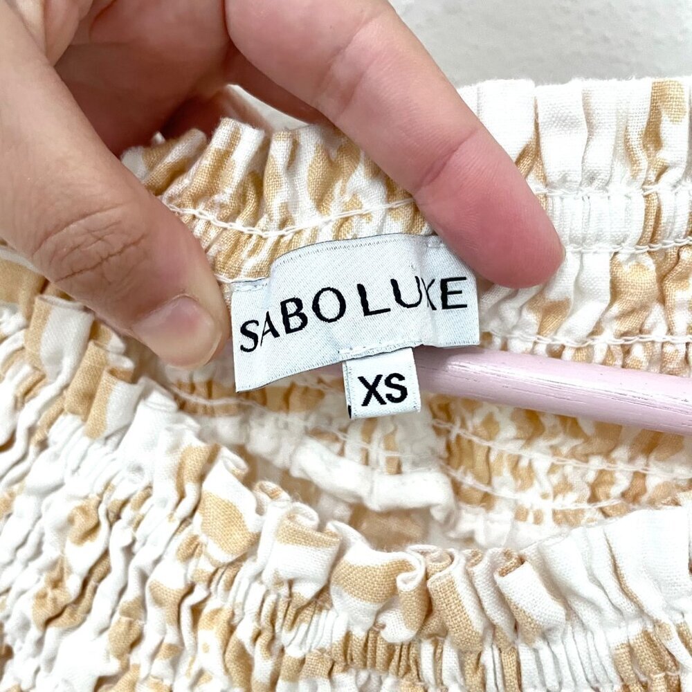 Sabo Luxe Camari Linen Dress Floral Short Sleeve Size XS - Picture 3 of 6